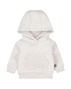 Capuchon sweater with rib gemeleerd sand