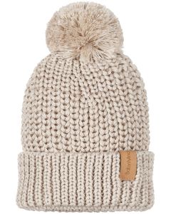 Knitted pompom mutsje (sand)