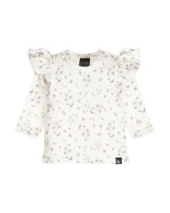 Ruffle longsleeve cream flowers (off white)