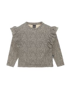 Loose fit ruffle longsleeve luipaard (small beige)