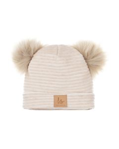 Pompom bear mutsje (sand)