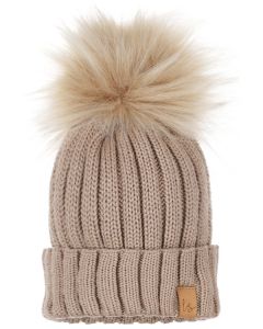 Pompom mutsje (light oak)