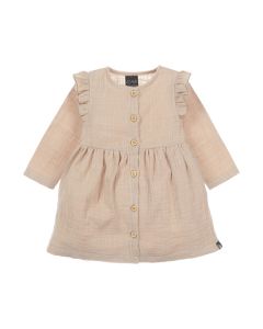 Ruffle button dress linnen (almond)