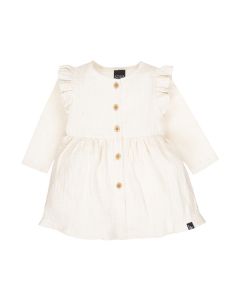 Ruffle button dress linnen (nude)