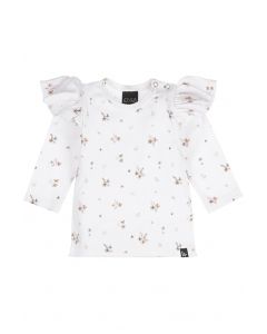 Ruffle longsleeve karla offwhite/brown rib (wit)