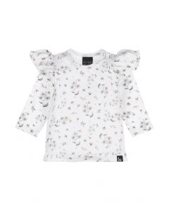 Ruffle longsleeve sarah beige ivory rib (wit) 