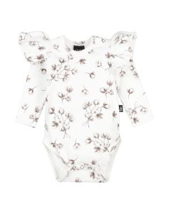 Ruffle romper cotton flowers rib (off white)
