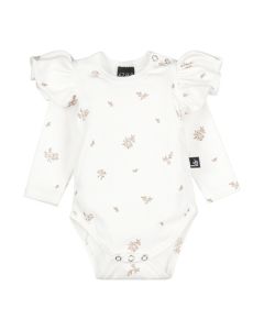 Ruffle romper flower sarah rib (off white)