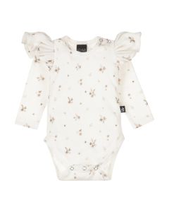 Ruffle romper rib karla offwhite/brown