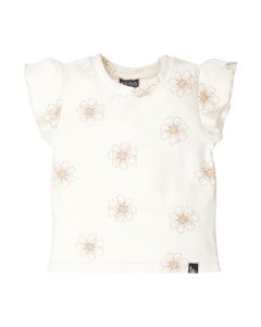 Ruffle sleeves t-shirt daisies creme