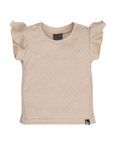 Ruffle sleeves t-shirt pointelle beige
