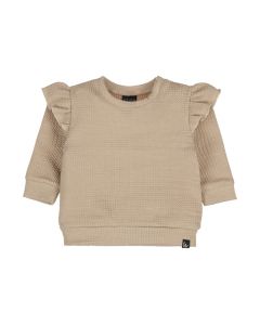 Ruffle sweater waved beige