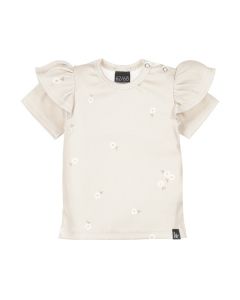 Ruffle t-shirt daisy stem beige rib