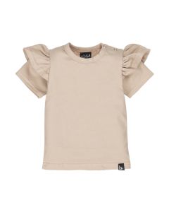 Ruffle t-shirt rib beige