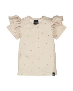 Ruffle t-shirt little hearts beige