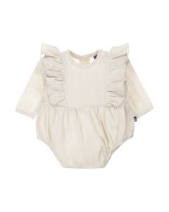 Vertical ruffle playsuit (sand)
