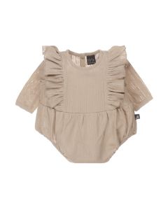 Vertical ruffle playsuit (warm beige)