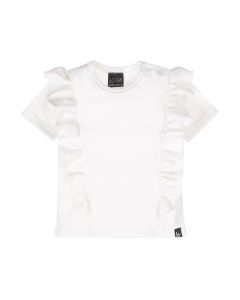 Vertical ruffle t-shirt rib ecru