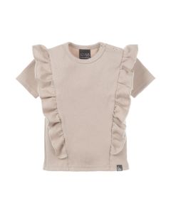 Vertical ruffle t-shirt rib sand