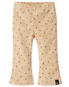 Flared pants bloemetjes rib (beige)
