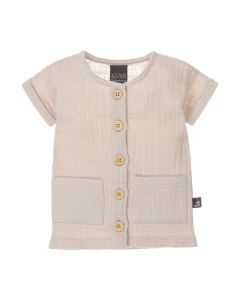 Linnen blouse (korte mouw) sand