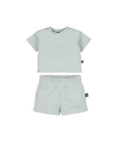 Outfit blue with visible stitches