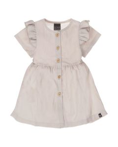 Ruffle button dress linnen sand (korte mouw)