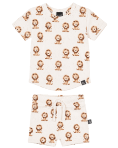 Outfit rib jersey set leeuwtjes