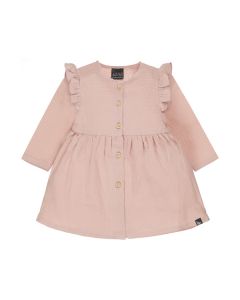 Ruffle button dress linnen (dusty pink) 