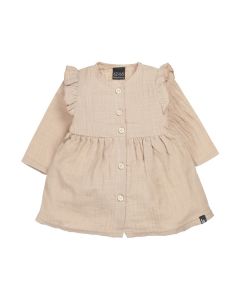 Ruffle button dress linnen sand