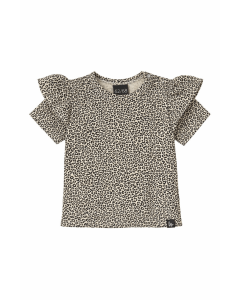 Ruffle t-shirt leopard (sand)