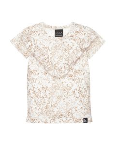 V-shape ruffle t-shirt autumn leaves