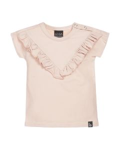 V-shape ruffle t-shirt oudroze