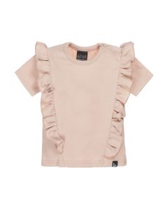 Vertical ruffle t-shirt oudroze