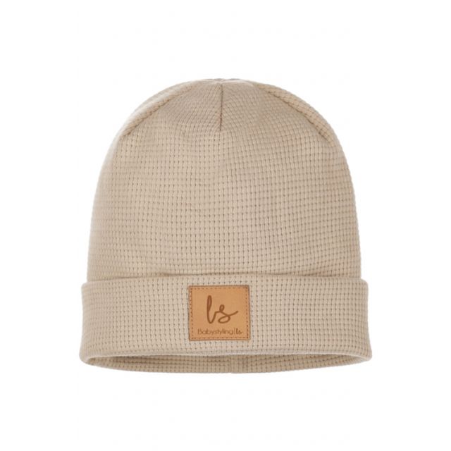 Wafel beanie beige newborn