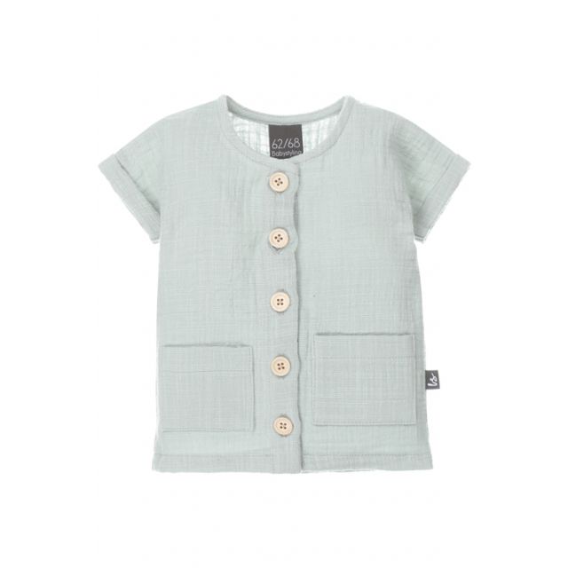 Linnen blouse (korte mouw) petrol