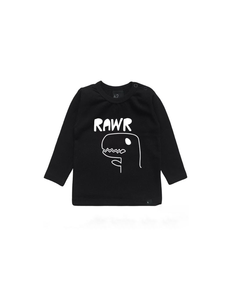 Dino longsleeve zwart/wit