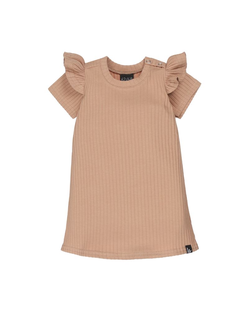 A-lijn jurkje groovy rib camel (korte mouw) 