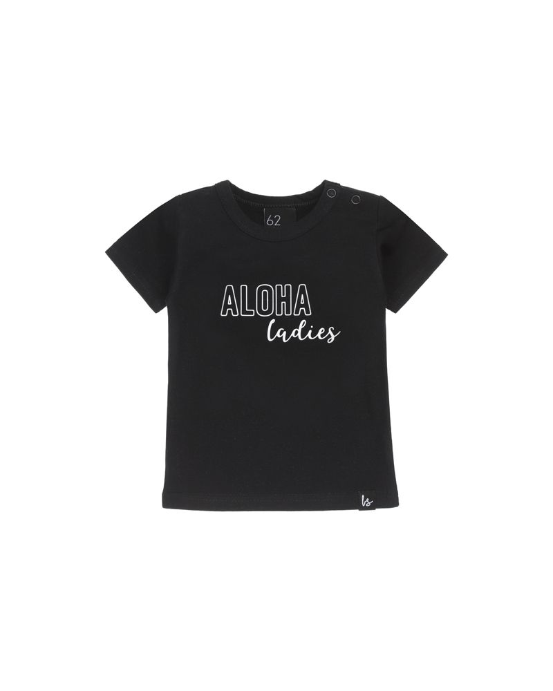 Aloha ladies t-shirt zwart/wit