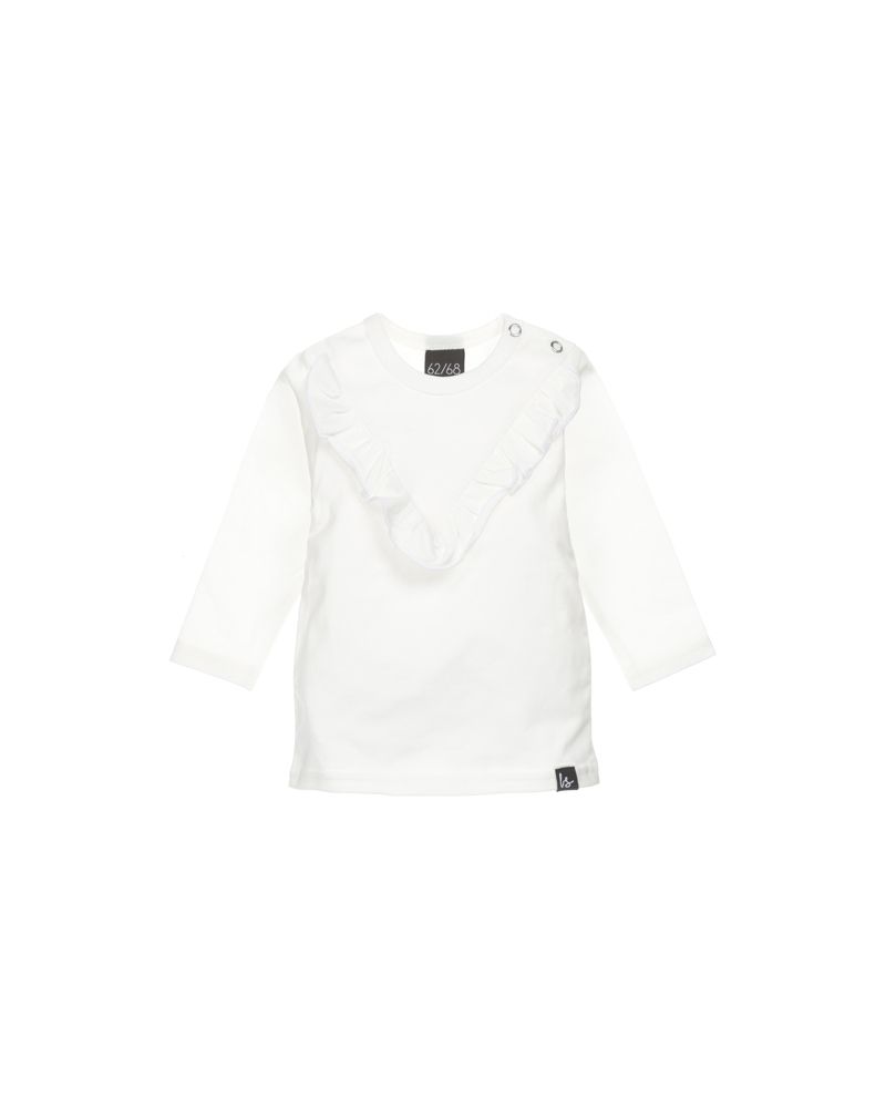 V-shape ruffle longsleeve offwhite