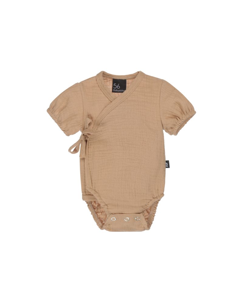 Muslin overslag romper korte mouw (camel)