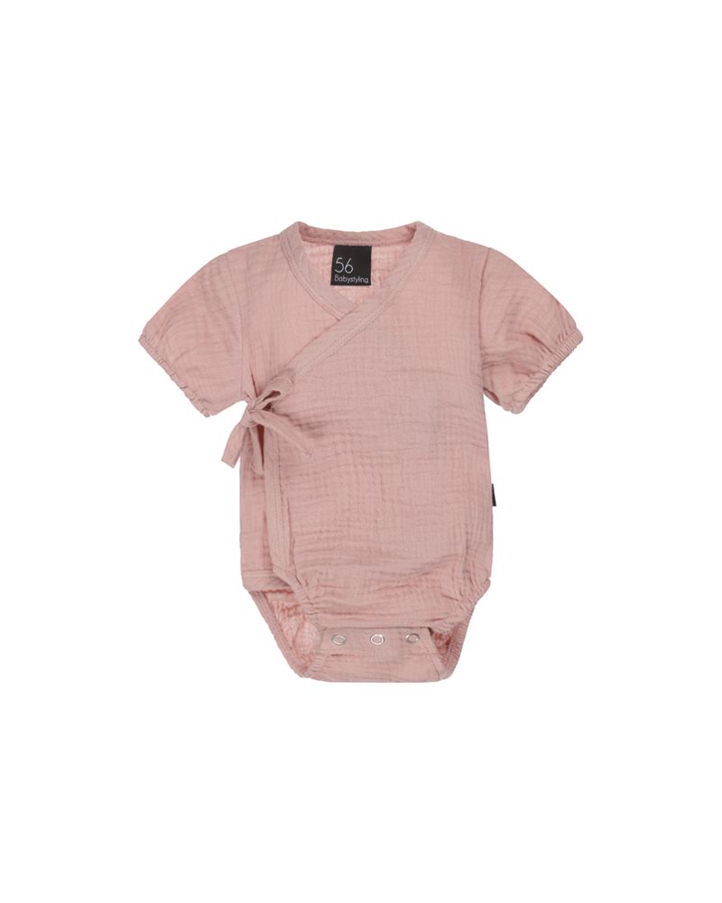 Muslin overslag romper korte mouw (rose)