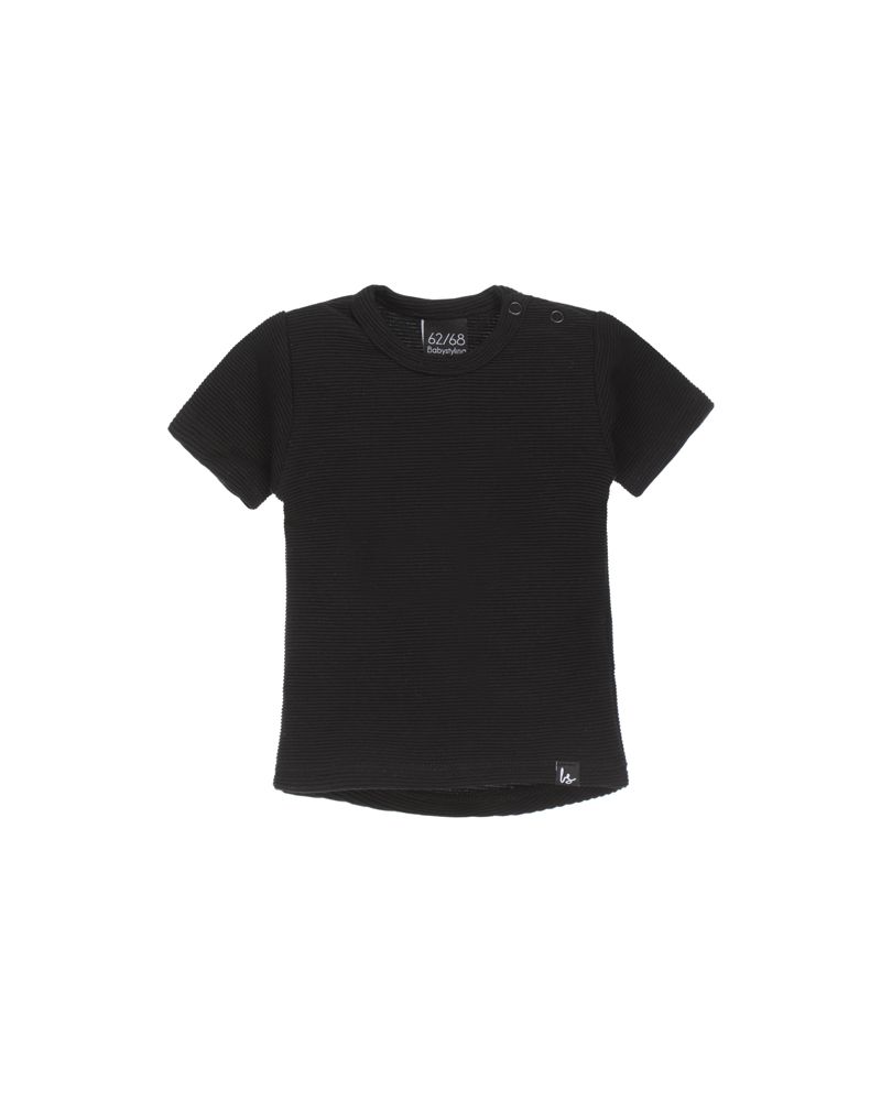 Rib t-shirt (zwart) (rounded back)