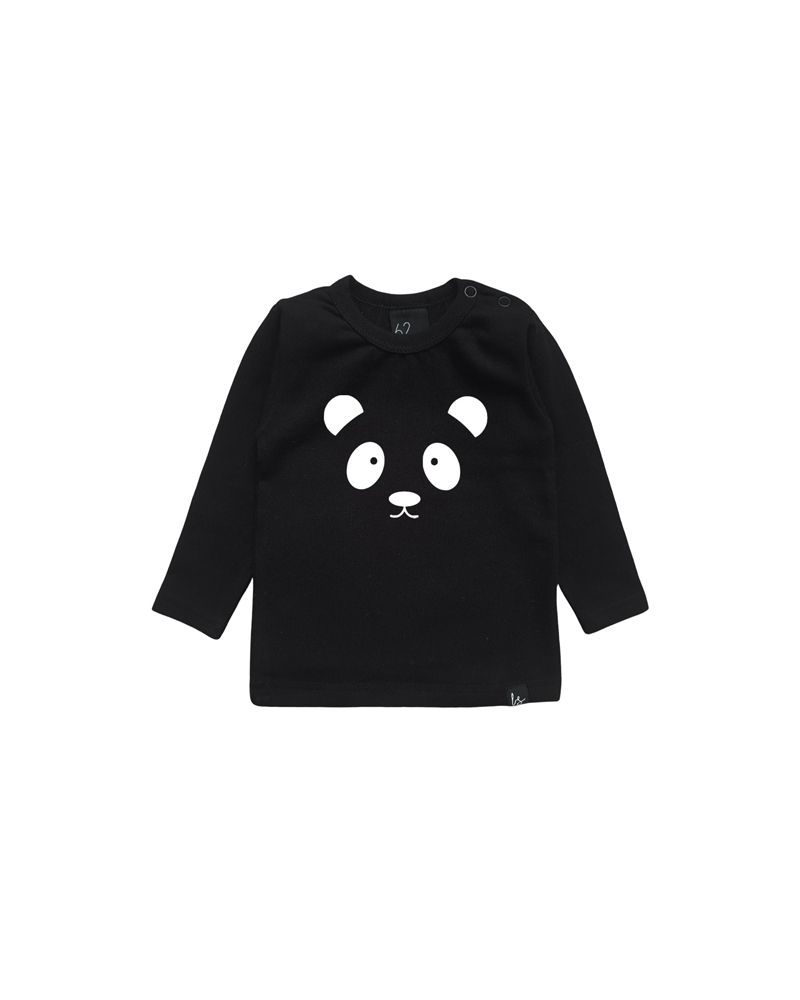 Panda longsleeve shirt Zwart/Wit