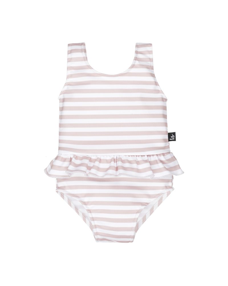 Badpakje (met rokje) beige stripped