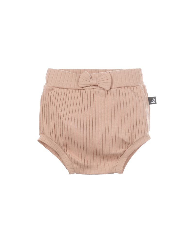 Bloomer met strikje groovy rib (camel)