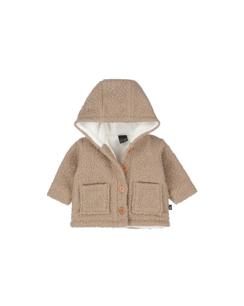 Boucle winterjasje donker beige