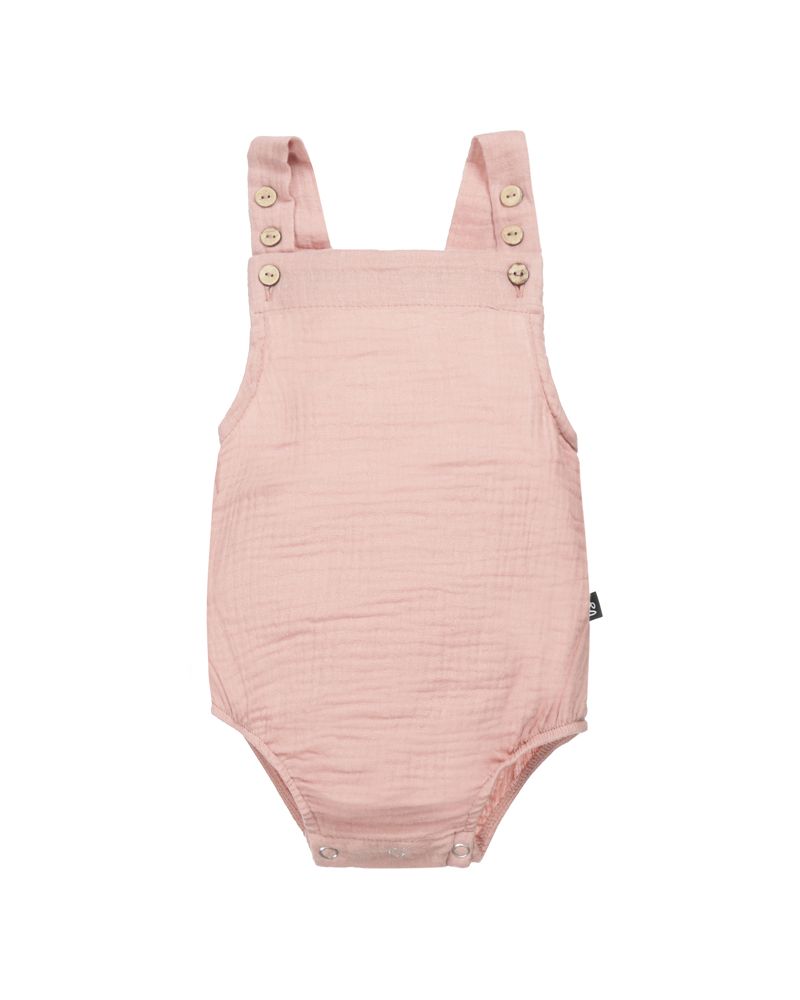 Button muslin romper roze