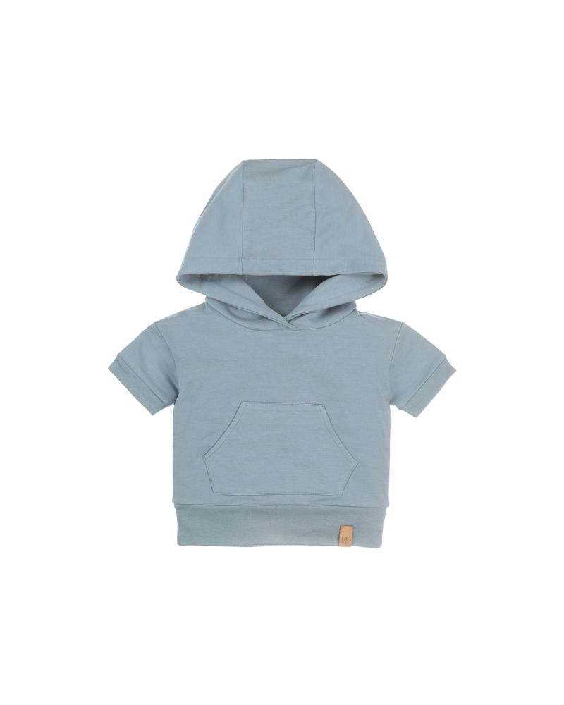 Capuchon pocket t-shirt (dusty blue) (korte mouw)