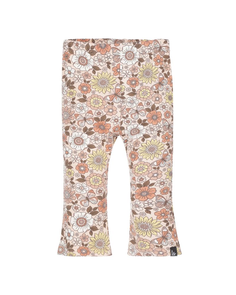 Flared pants flowers light rose